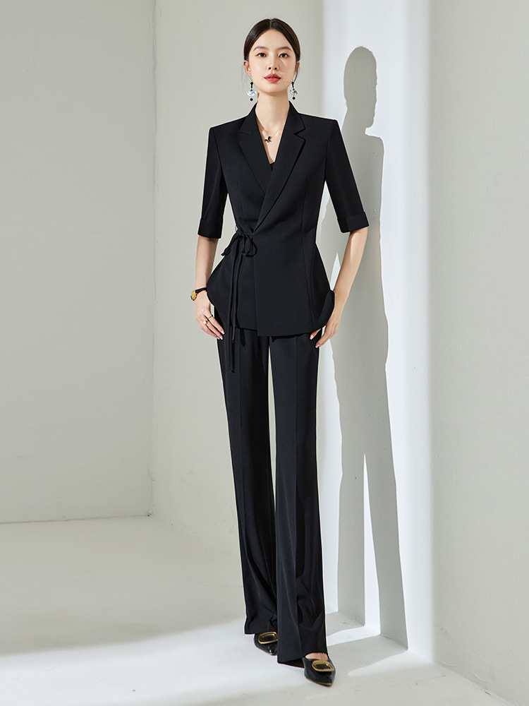 2797 plus size Women's Light Luxury Elegant Royal Sister Light Mature Style Slimming Suit suit chubby girl Micro-flared Pants Two-piece Set