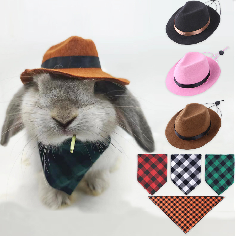 Шляпа для домашних животных, для кроликов, морских свинок, шиншилл, ежей, маленькая шляпа, ковбойская шляпа, салфетка, треугольная салфетка
