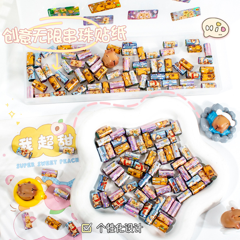 Cartoon tear stickers beaded string music bracelet hand account tape hand string diy net red toys wholesale