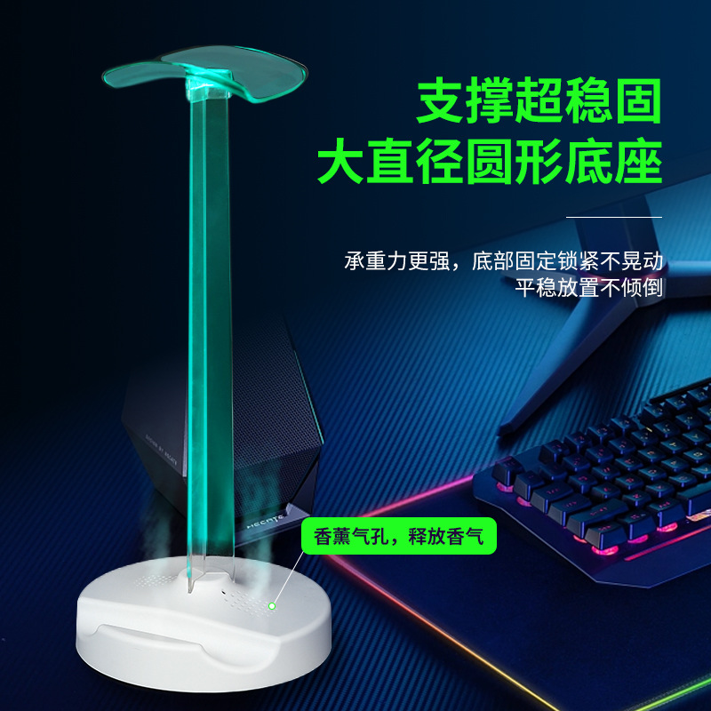 Detachable Transparent Luminous Headphone Stand Desktop Storage Organizer Hanger Phone Holder with Light for Gaming Desktop Storage