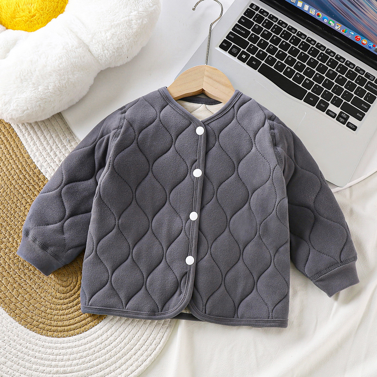 Children's School Uniform Liner Three-Layer Warm Quilted Cotton-Padded Jacket for Girls, Boys' Thickeneded Baby Cotton-Padded Clothes, Kidsren's Clothing, Winter