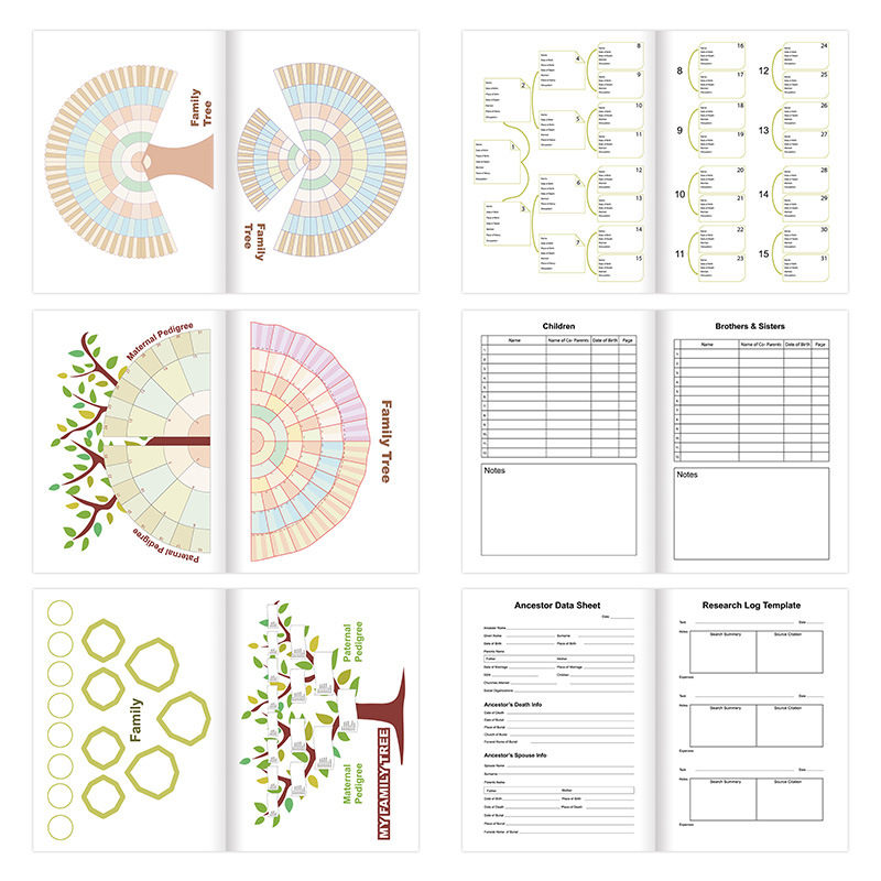 Amazon's Best-Selling Date-Free Family Relationship Building Log Book Tree-Shaped Family Tree Organizer Manufacturer's Ready Stock