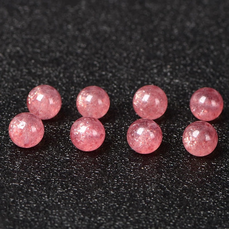 7A Natural Strawberry Crystal Loose Beads DIY Crystal Jewelry Accessories Material Beads Round Beads Single Beads