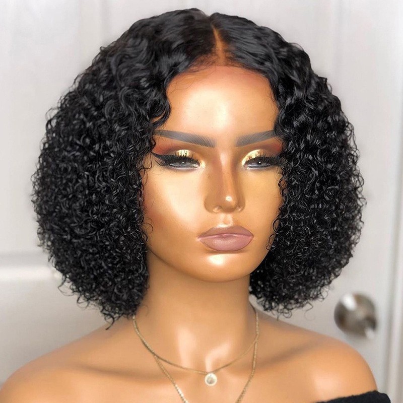 Cross-border European and American Black Wig Full hair hair Short hair Women's Front Lace African Small Curly wigs Full Head Cover