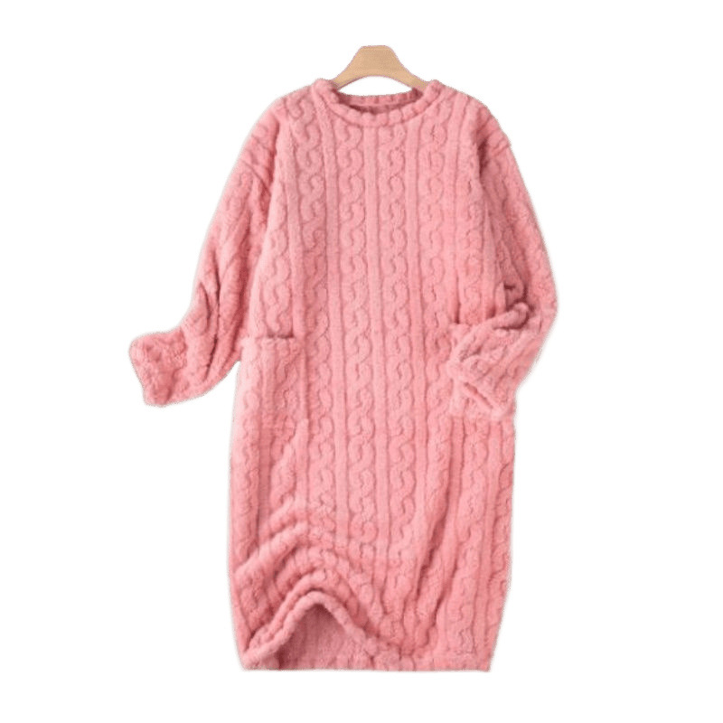 Winter New Walking Quilt, Extended, Warm, Loose, with Pockets, Coral Fleece Home Pajamas, Robe, Nightdress for Women
