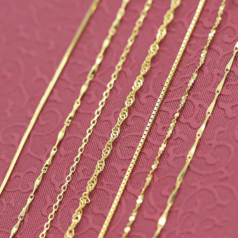 Silver Imitation 14K/18K Necklace for Women, Clavicle Chain, Gold-Plated Chain, Bare Chain, Extended Chain, Non-Fading