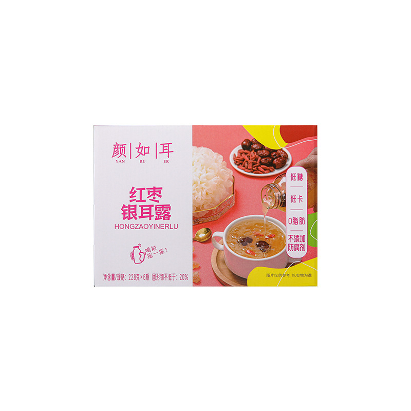 Yan Ruer Red Jujube Fresh Stewed Tremella Dew 228g * 6 Bottles/Case 0 Fat Substitute Instant Fresh Stewed