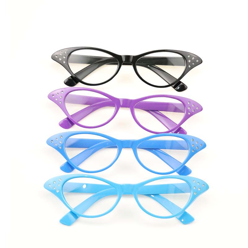 Big Sale 2025 New Style Adult and Kidsren's Diamond-Encrusted Korean Fashion Retro Glasses Flat Cat-Eye Glasses Triangle Diamond