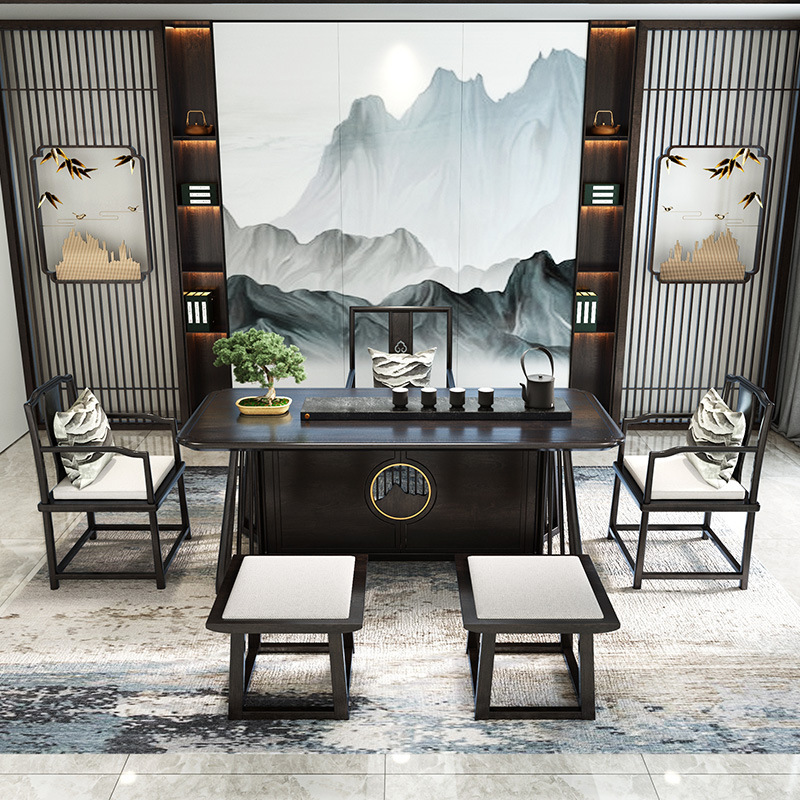 Новый китайский стиль, стол из массива дерева, комбинация для офиса и гостиницы