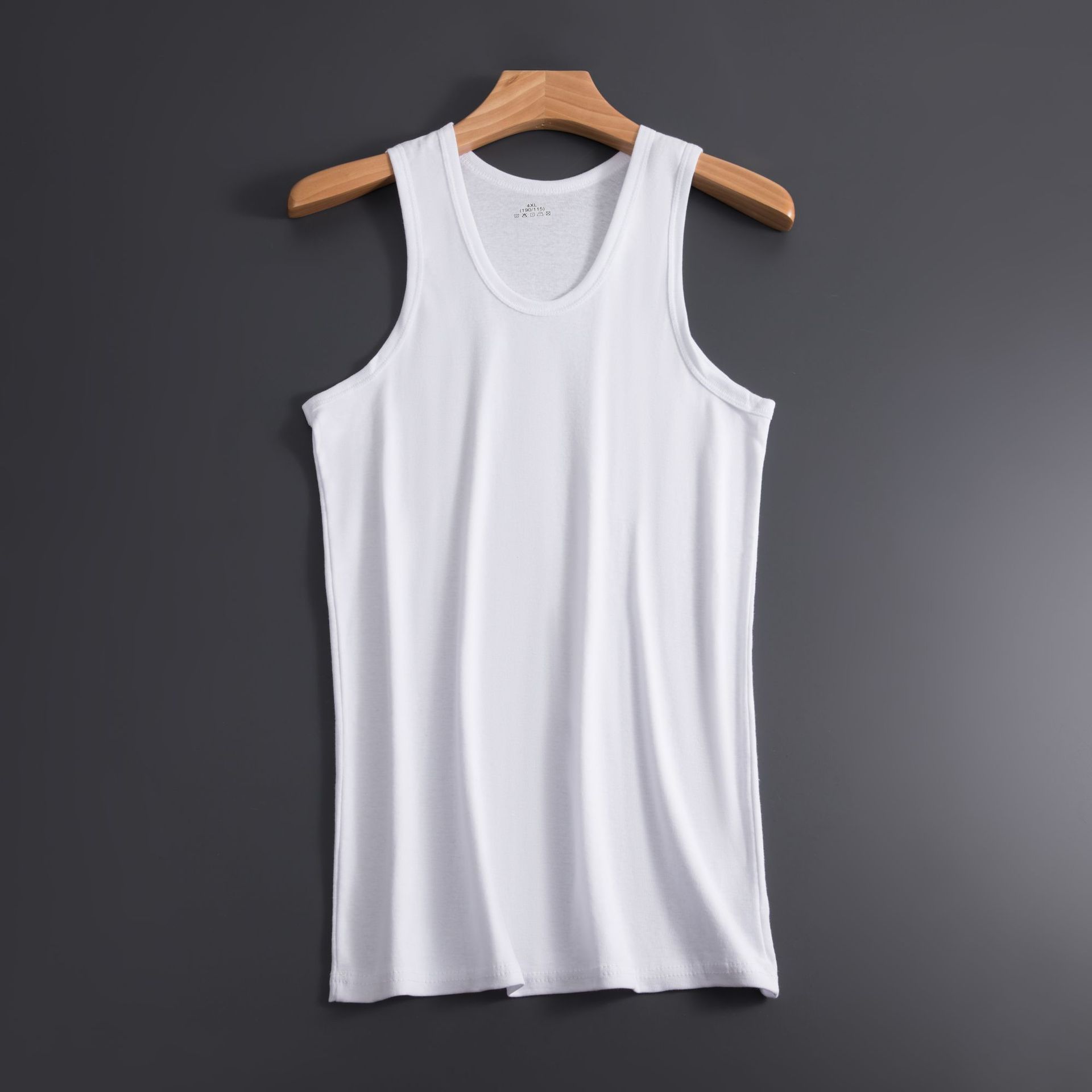 Men's Cotton Vest Summer Sweat-absorbent Threaded Sling Elastic Slim-fit Sports Backing Sweatshirt Hurdle Solid Color Direct Selling