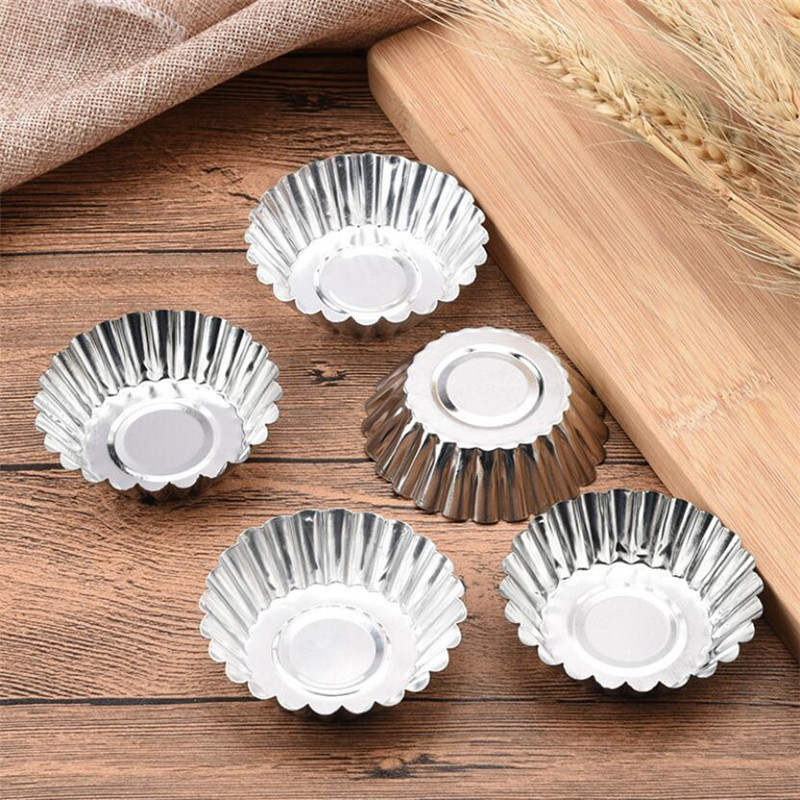 Cross-Border Egg Tart Mold Aluminum Alloy Eggtartmold 10Pc Egg Tart Tray Portuguese Egg Tart Cup Lace Egg Tart Tray