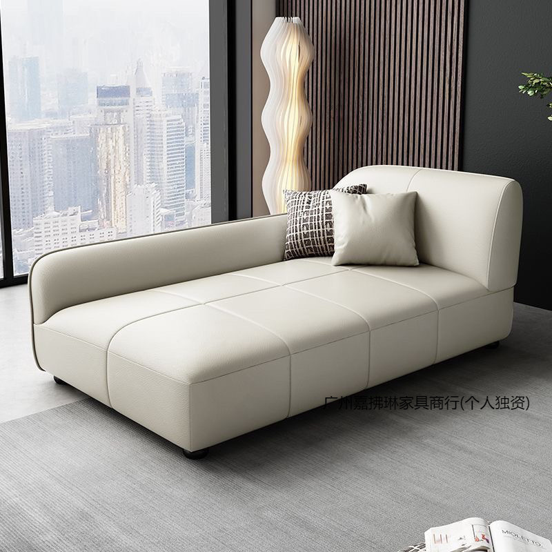 New Waterproof and Wear-Resistant Cat-Scratch Leather Chaise Lounge Living Room Bedroom Fully Equipped Solid Wood Sofa Single Chaise Lounge Chair