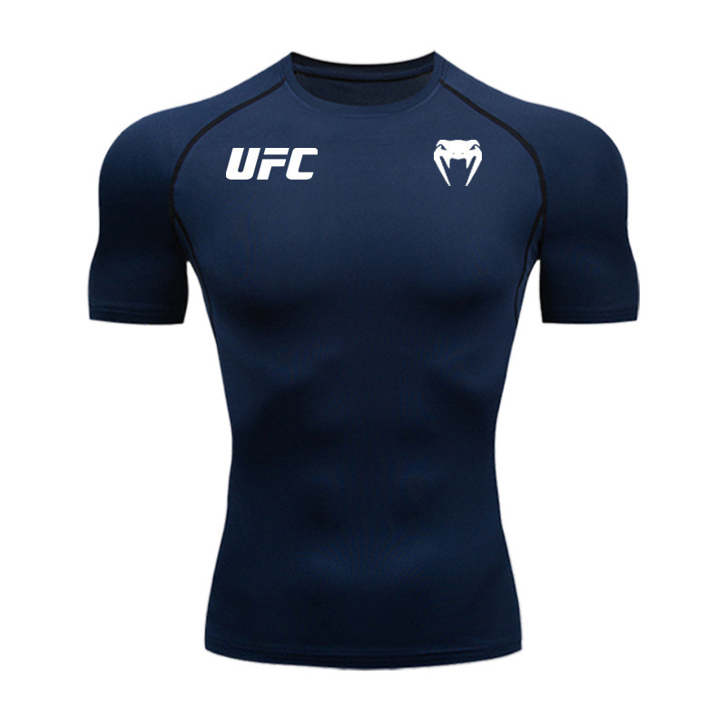 Muay Thai Training Bodysuit Quick-Drying Breathable Elastic Fighting Sanda Fighting Fitness Running Sports Short-Sleeved Top