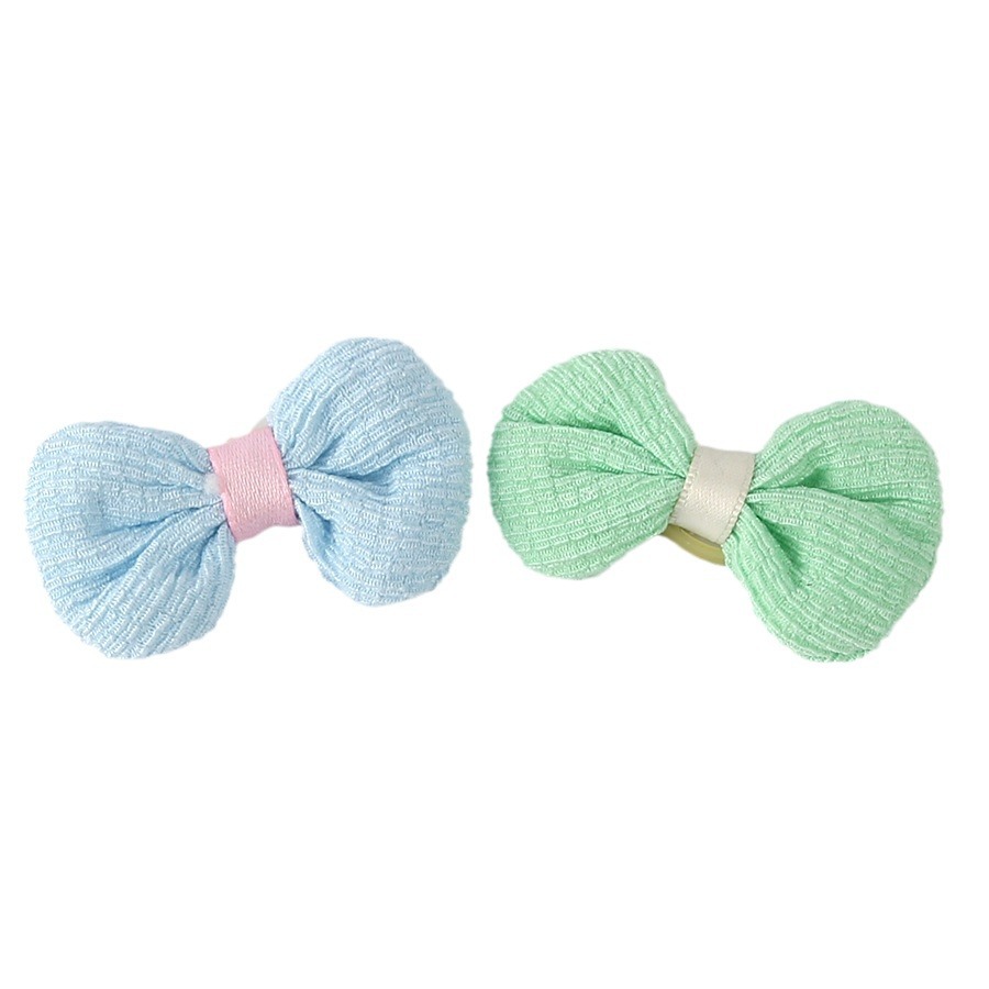 Korean fabric striped five-petal flower bow pet head flower Teddy VIP pet rubber band hair accessories wholesale