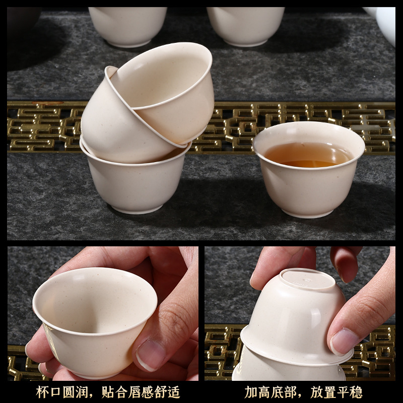 Wholesale High-End Chinese Disposable Tea Cups, Thickened Rice Husk Kung Fu Tea Cups, High Temperature Resistance, Portable Travel Home Hospitality