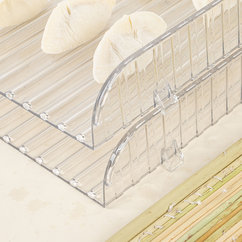Rectangular Straight Grain Dumpling Curtain Household Dumpling Placement Plate Quick-frozen Tray Household Plastic Transparent Dumpling Tray