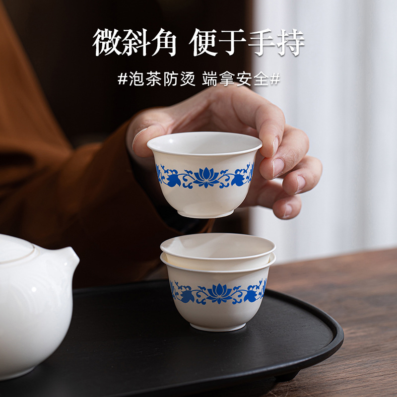 Corn Starch Blue and White Disposable Tea Cup for Drinking Tea Thickened Household Commercial High-End Anti-Scalding Kung Fu Tea Cup for Delivery