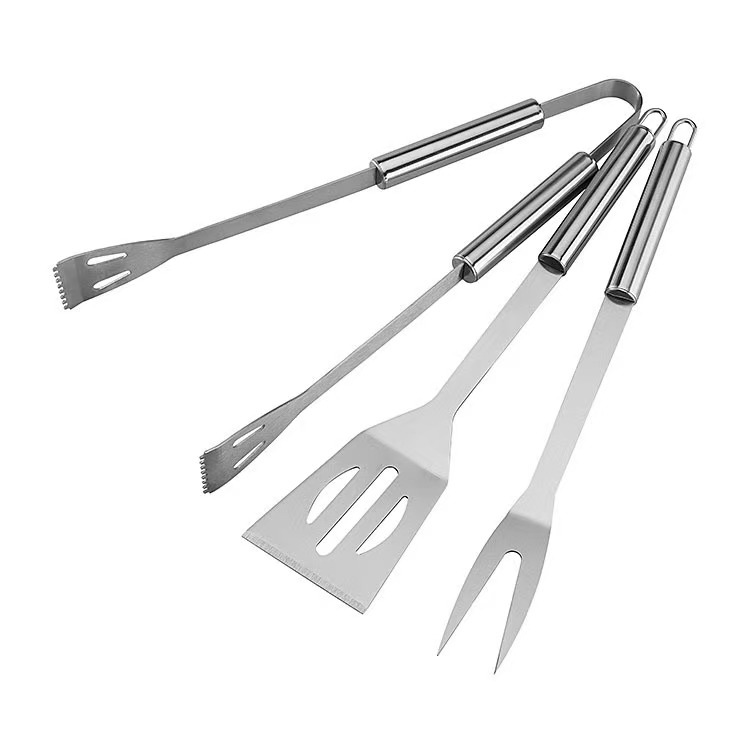 in stock Direct Supply 420 Stainless Steel Small Tube Handle Barbecue Tool Fork Shovel Clip Silicone Sweep Cleaning Brush BBQ Tool