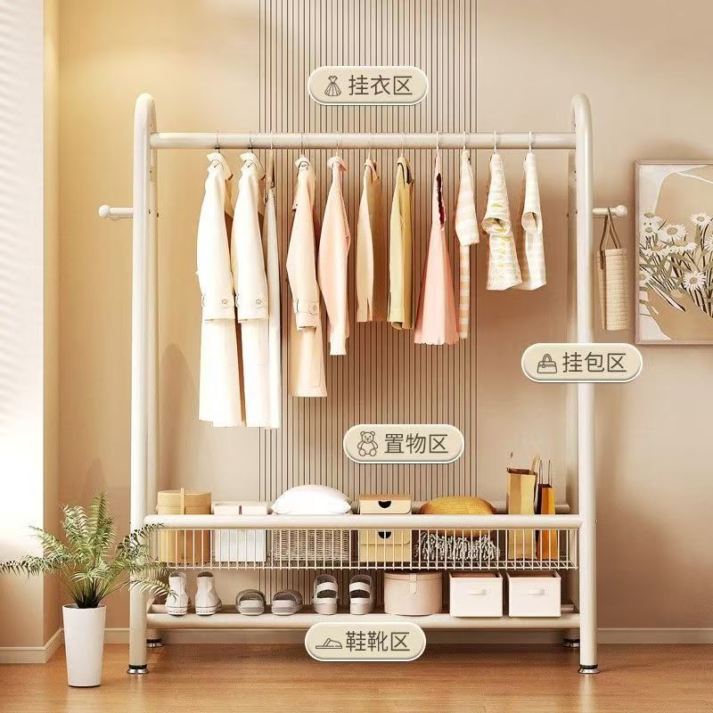 Clothes Drying Rack Floor-Standing Foldableing Household Clothes Drying Rack Balcony Bedroom Clothes Rack Simple Indoor Single-Pole Coat Rack