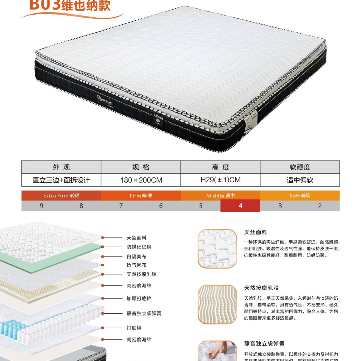 Latex Memory Foam Mattress Latex Mattress Independent Spring Five-Star Hotel Mattress Latex Spring Mattress