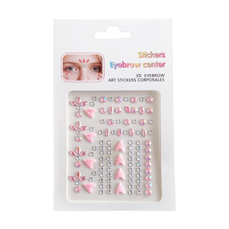 Children's Face Paste Jewelry Little Girl's Six-day Face Sticker Pearl Paste Face Makeup Girl's School Stage Makeup Performance Sticker