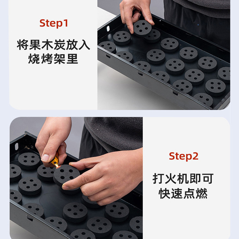 Fast-Burning Fruitwood Charcoal, Smokeless and Long-Lasting, Special Charcoal for Barbecue, Easy to Ignite, High-Temperature Bamboo Charcoal for Home Use, Shisha, Square and Round Charcoal