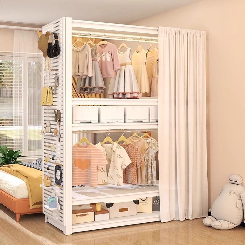Simple Children's Wardrobe Clothes Rack Household Floor-Standing Bedroom Coat Storage Rack Multi-Layer Open Wardrobe Storage Rack