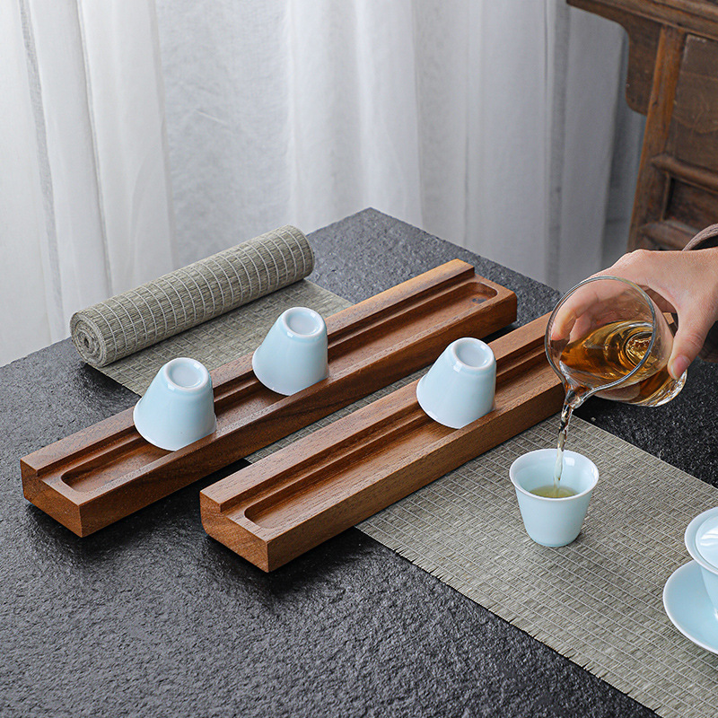 Kung Fu Tea Set Purple Sand Teapot Rack Home Reception Desktop Storage South American Walnut Storage Rack Three-Layer Single Layer