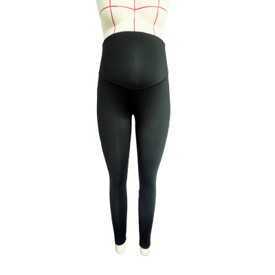 Maternity Leggings for Spring and Autumn, Fashionable Thin Seamless Black Maternity Tummy Support Pants
