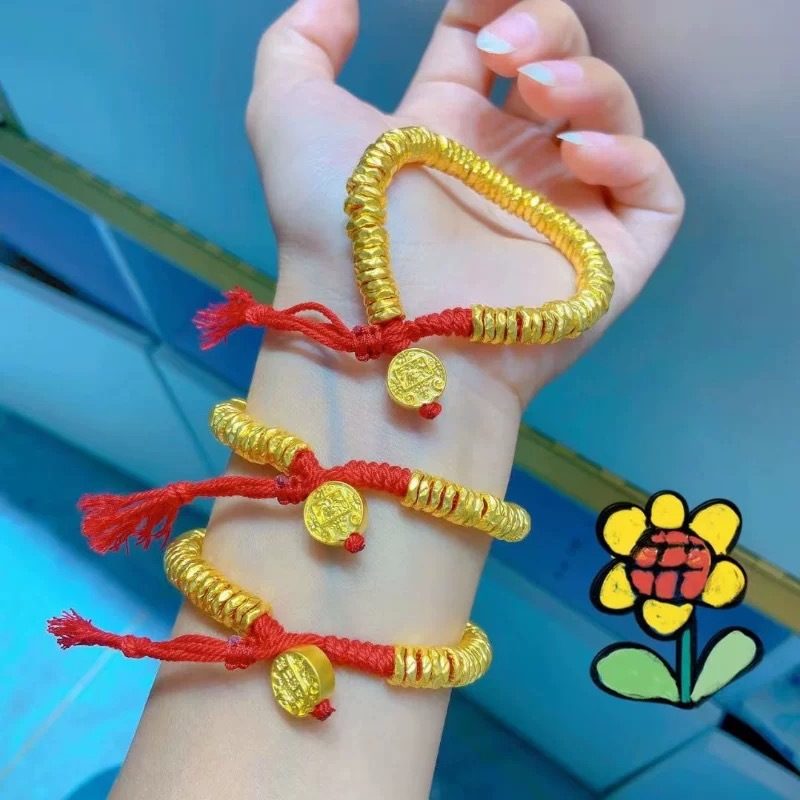 Gold 999 Gold Hammer Pattern Small Gold Ring Wrapped Broken Gold Spacer Bracelet Bracelet Accessories Accessories Beads Beads