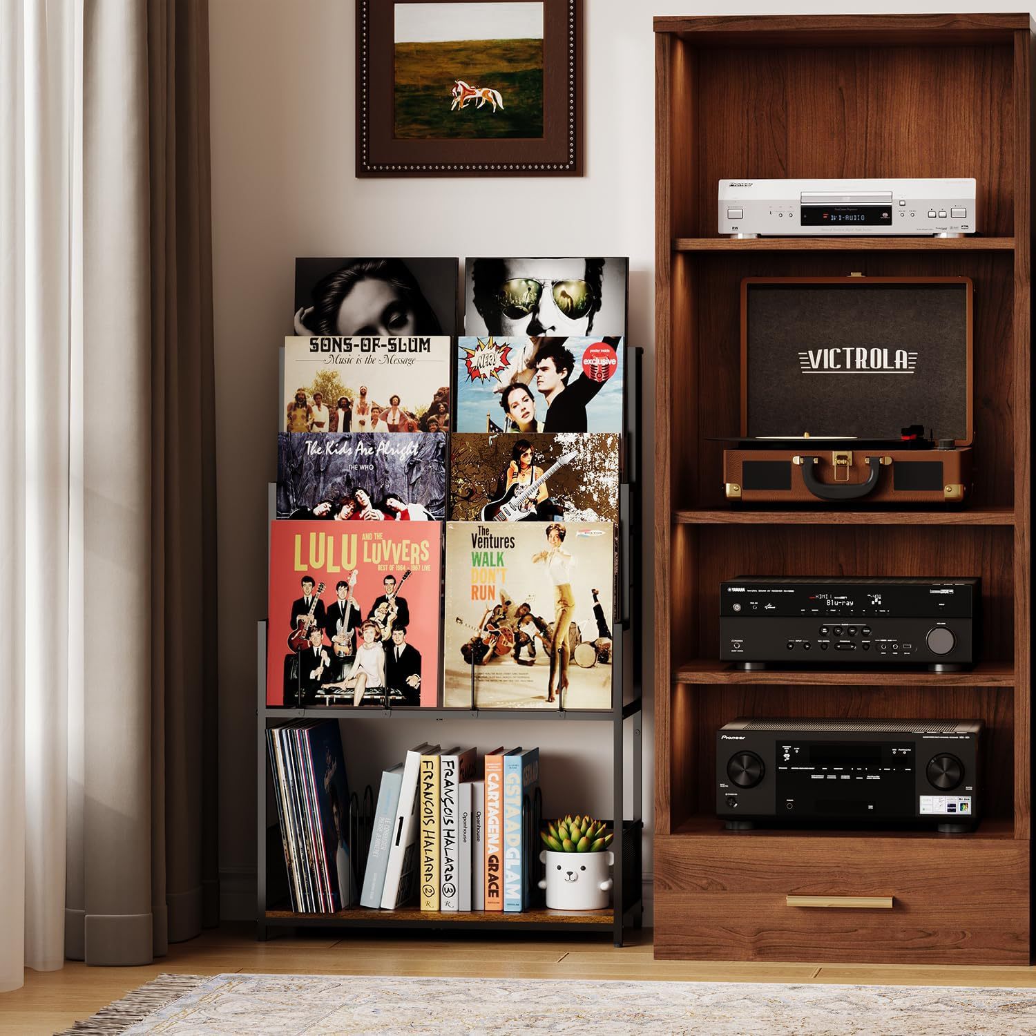 Amazon Spot Record Storage Rack with Record Display Rack Large Capacity Vinyl Storage Box Metal Record Rack