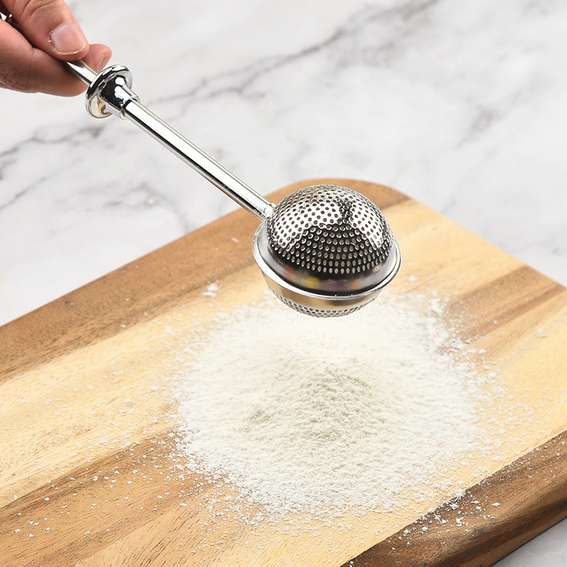 304 Stainless Steel Tea Leakage Tea Filter Tea Maker Round Tea Ball Telescopic Half Leakage Tea Filter Powder Sprinkler