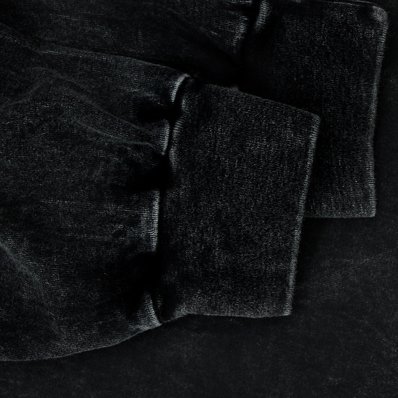 260g cross-border autumn and winter solid color tide brand washed thread beam high street loose old cotton long sleeve t-shirt for men and women