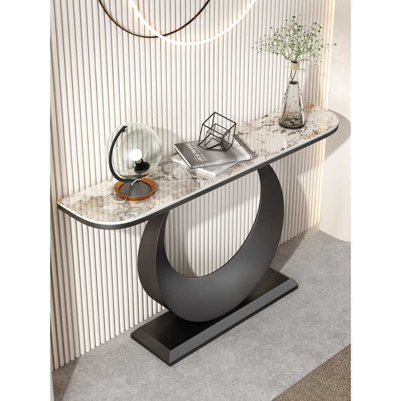 Italian-style light luxury Rock plate entrance table semicircle entrance cabinet modern minimalist wall-mounted entrance rock plate entrance table end View table