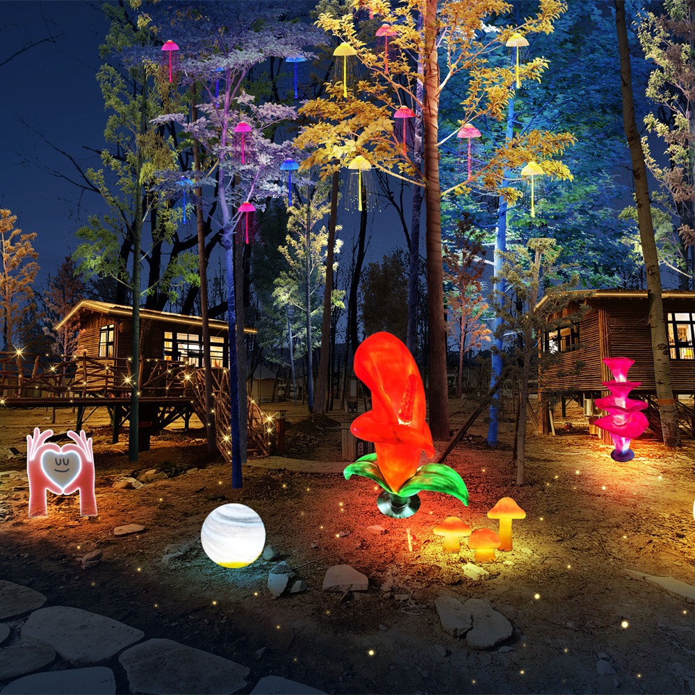 Scenic spot (park) lighting design scheme lighting design scheme lighting project effect diagram holiday lights