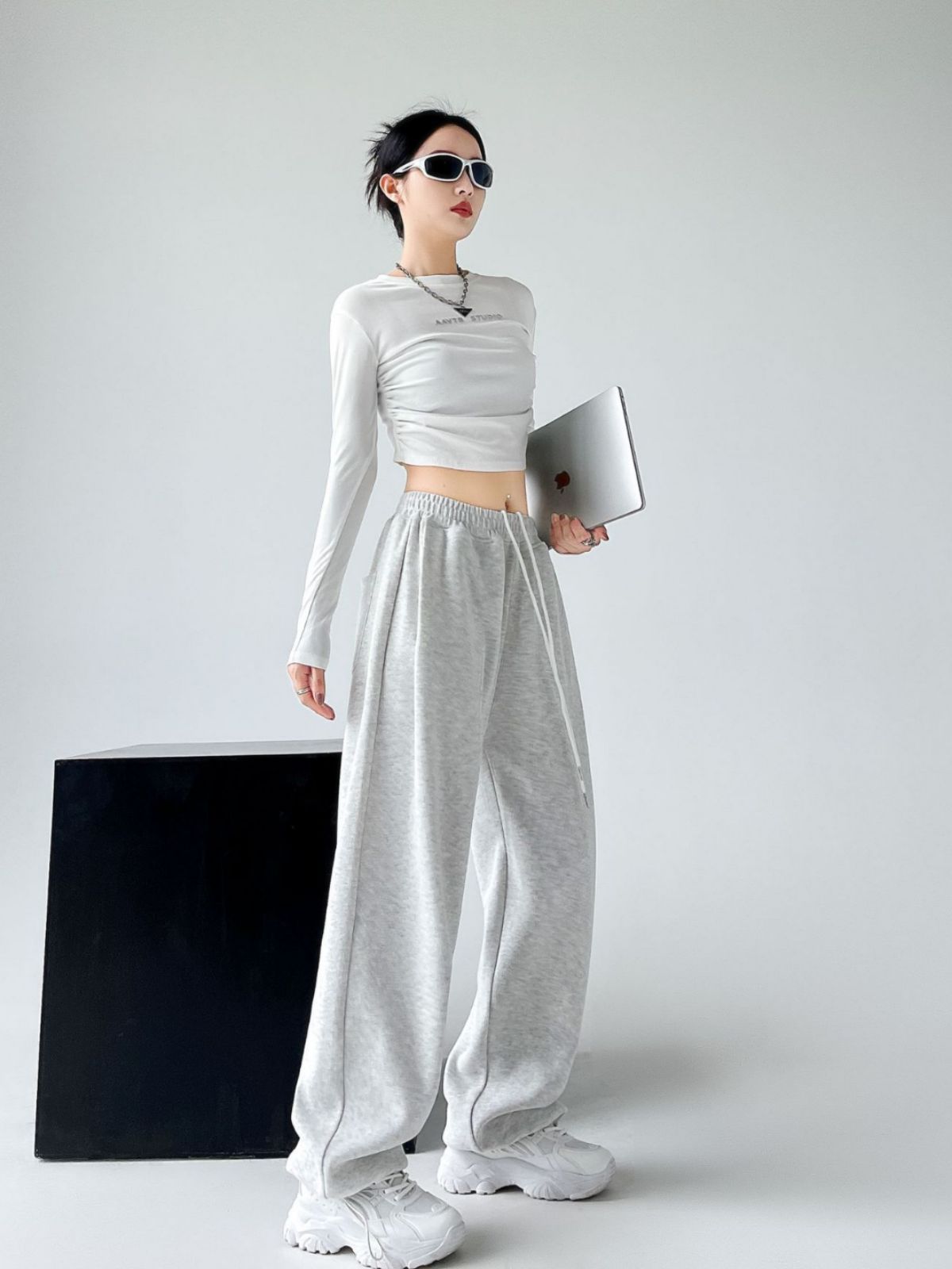 American Sports Pants for Women 2025 New Spring & Fall High-Waist Slim Wide-Leg Pants Casual Straight Pants Leggings Sweatpants