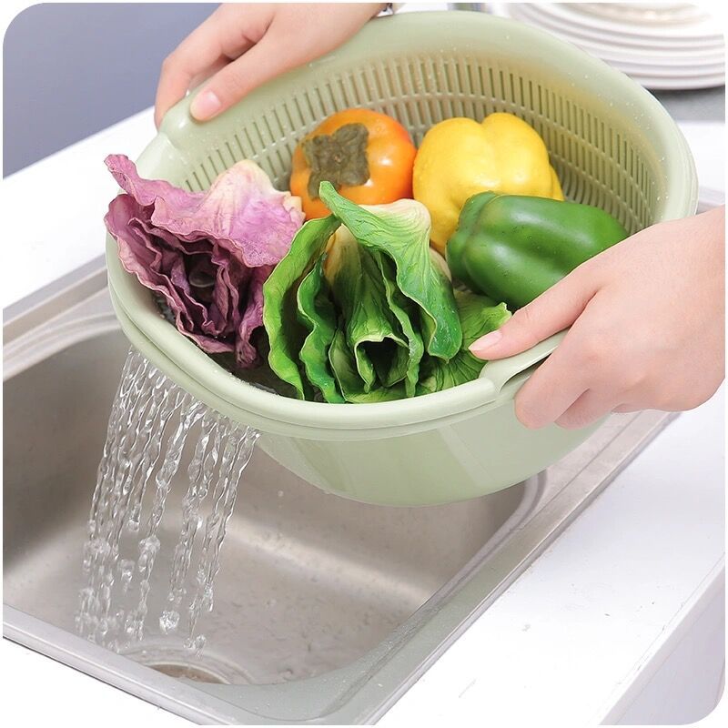 Kitchen Sink Extra Large Thickeneded Double-Layer Kitchen Plastic Sink Drain Basket for Washing Fruits Multifunctional Water Filter