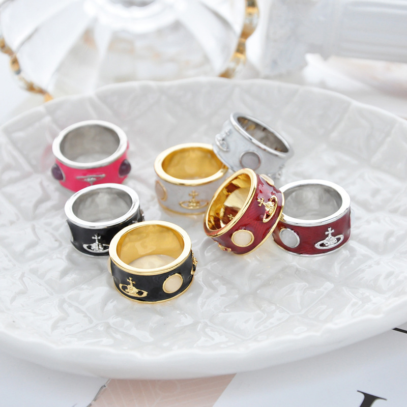 Queen Mother Vivian King Cat Eye Ring Cute Creative Paint