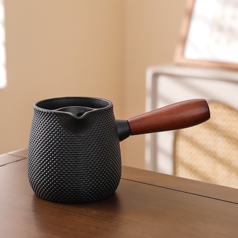 Encircled stove pot roasted milk iron casting side pot outdoor tea making artifact large capacity frying teapot wine warming container scented tea container