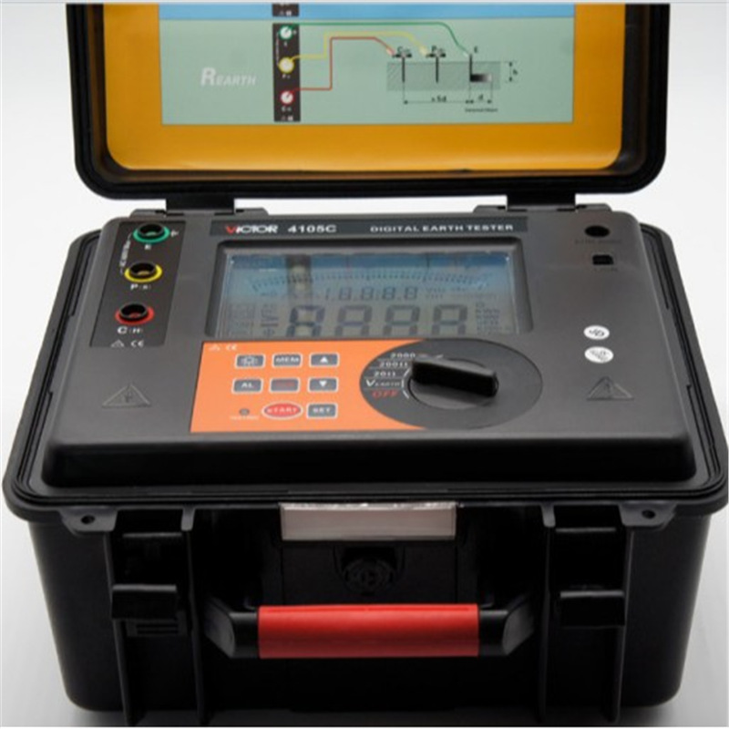 Метр сопротивления заземления с зажимом, измерение сопротивления заземления, 4-значный ЖК-дисплей, самокалибровка при включении