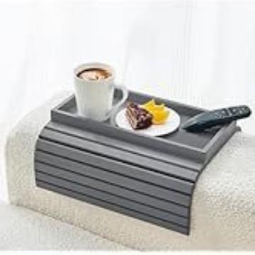 Bamboo Sofa Armrest Tray Foldable Anti-Drop Sofa Armrest Holder with Storage Side Armrest Tray
