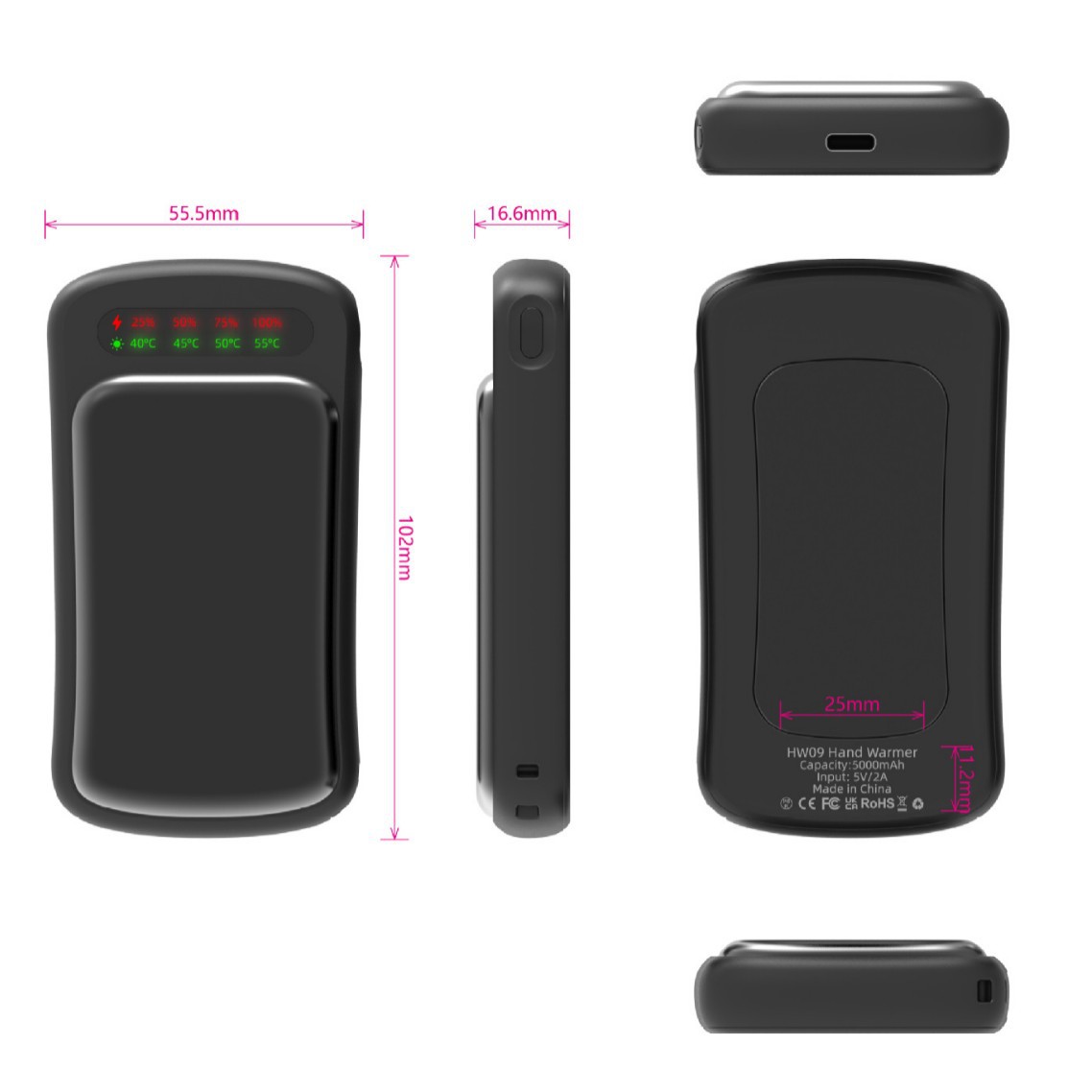 Customized 2025 New Cross-Border Two-In-One Magnetic Hand Warmer Split Hand Warmer USB Charging Baby Warmer