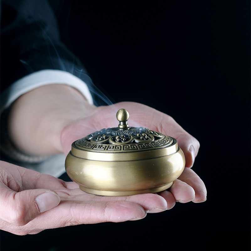 Brass incense burner household plate incense burner indoor multi-purpose alloy incense burner line incense burner hotel incense burner incense holder incense burner wholesale