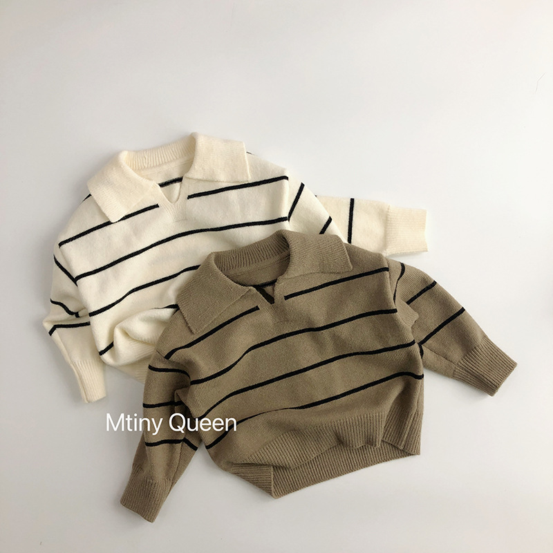Куртка с большим воротником в форме V ~ Корейский осенне-зимний свитер для детей, вязаная одежда для мужчин и женщин