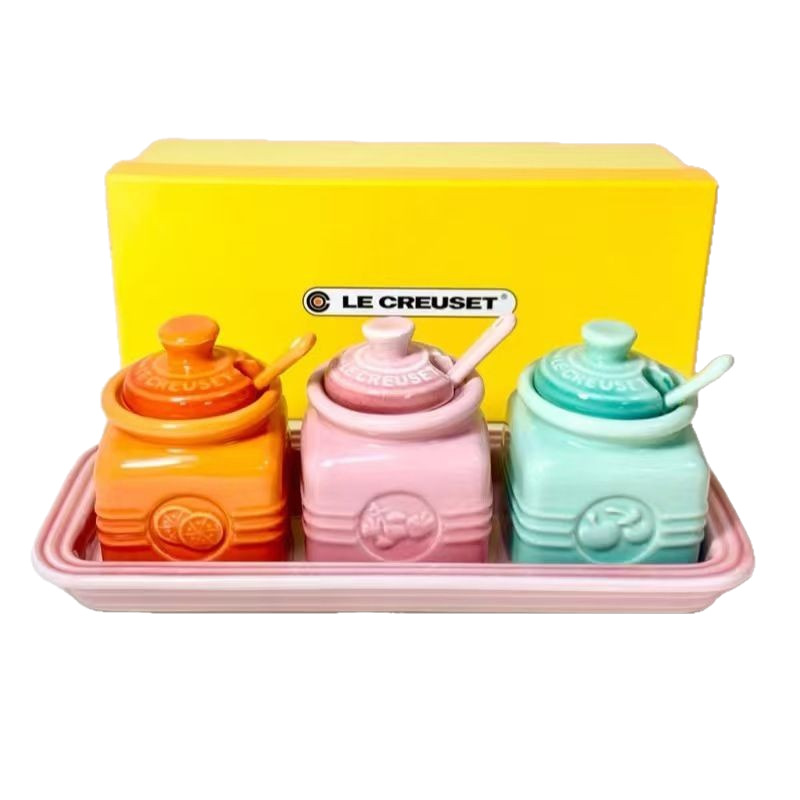 Kucai le creuset Kitchen Household Ceramic Seasoning Jar with Spoon Gift Box Seasoning Bottle Salt Jar Sugar Jar