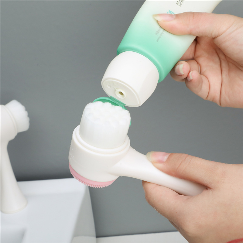 Double-Sided Face Wash Brush Soft-Bristled Silicone Face Wash Instrument Manual Face Wash Brush Douyin Face Wash Deep Cleaning Pore Device