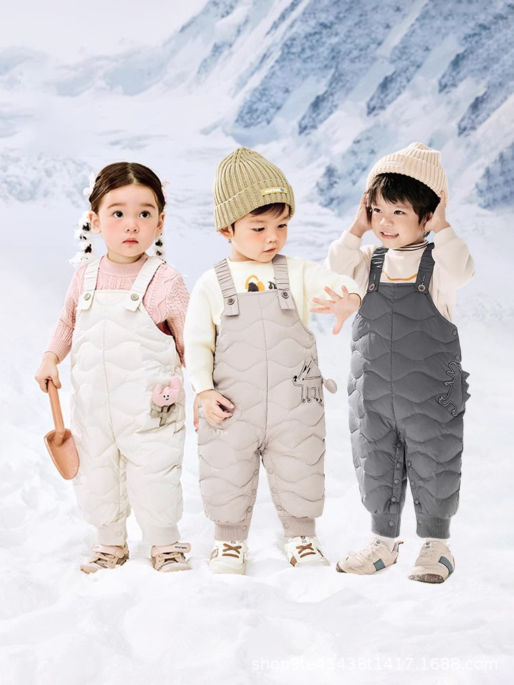 [Three-Proof] Children's Outdoor Pants, Warm Winter Clothes, Baby down Pants, Openable Crotch, Thickeneded Overalls for Kidsren