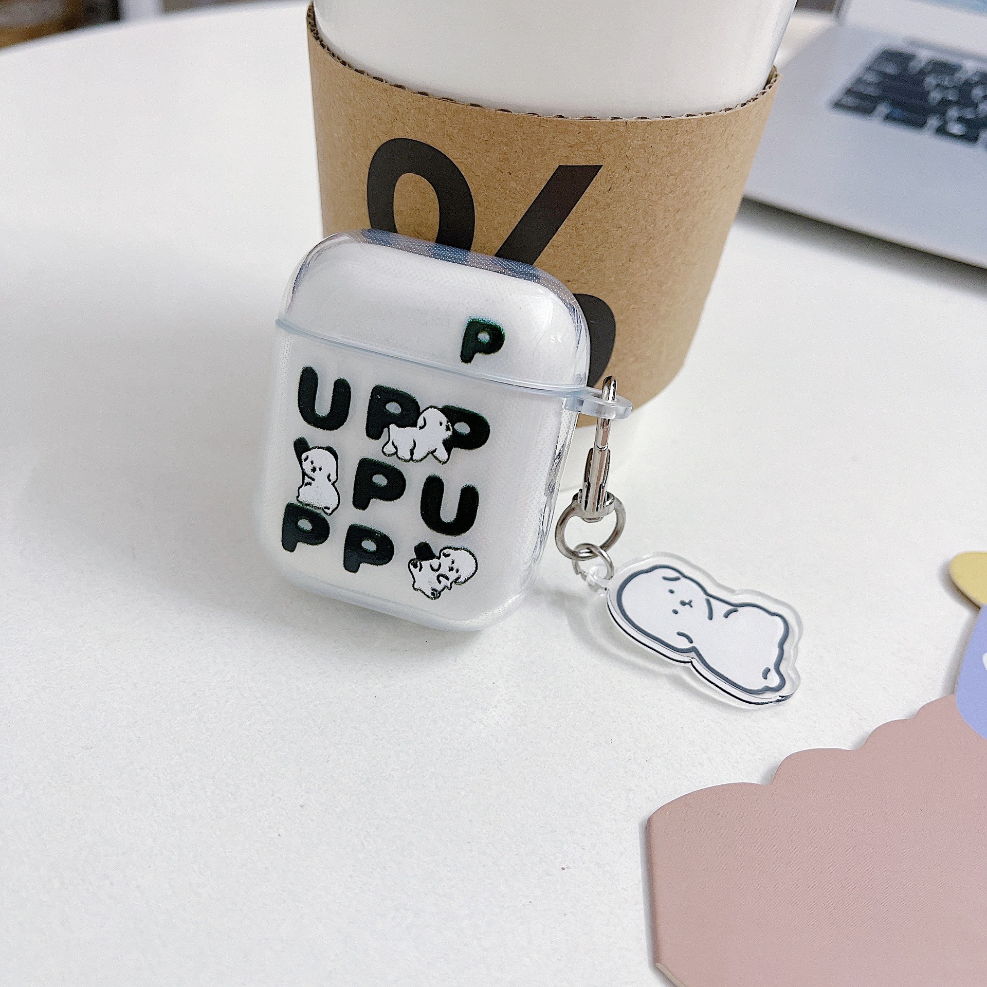 Tpu transparent protective cover soft case is suitable for apple earpiece case Airpods2/Pro2/3/4 generation cute beckoning dog