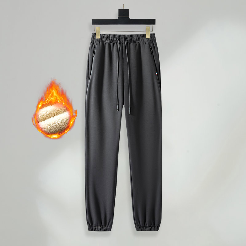 Lamb Velvet Sweatpants Men's Winter Outer Wear Windproof and Waterproof Large Size Warm Sweatpants Fleece-Lined Thickeneded Casual Pants Trendy