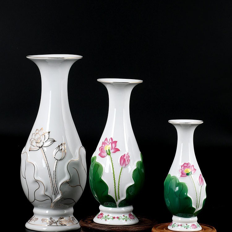 Ceramic Living Room Buddha Vase Guanyin Water Purification Bottle Lotus Vase Home Decoration Buddha Front Flower Vase Generation Simple Vase